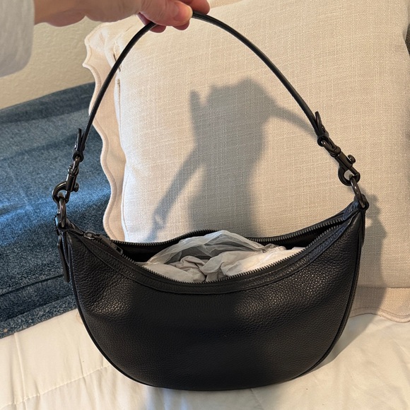 Coach Aria Pebbled Black Leather Shoulder Bag - Picture 6 of 7